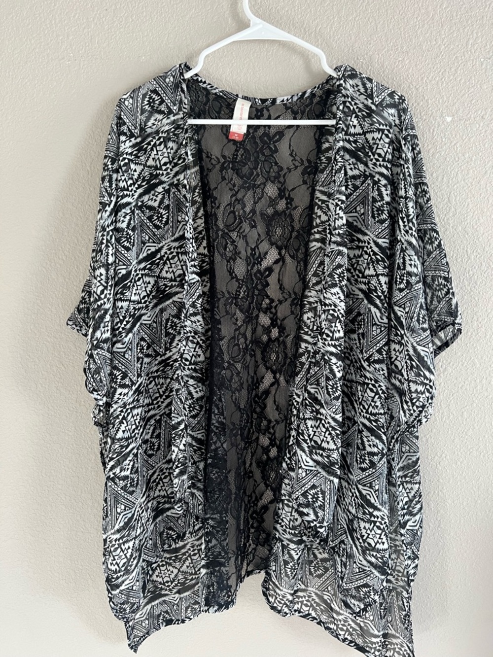 No Boundaries Black and White Lace & Aztec Swim Coverup